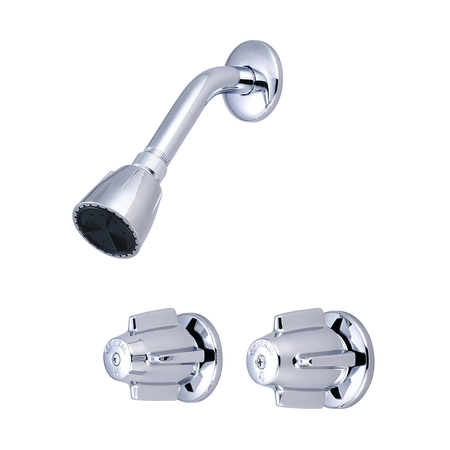 CENTRAL BRASS Two Handle Shower Set, Polished Chrome, Wall 6266